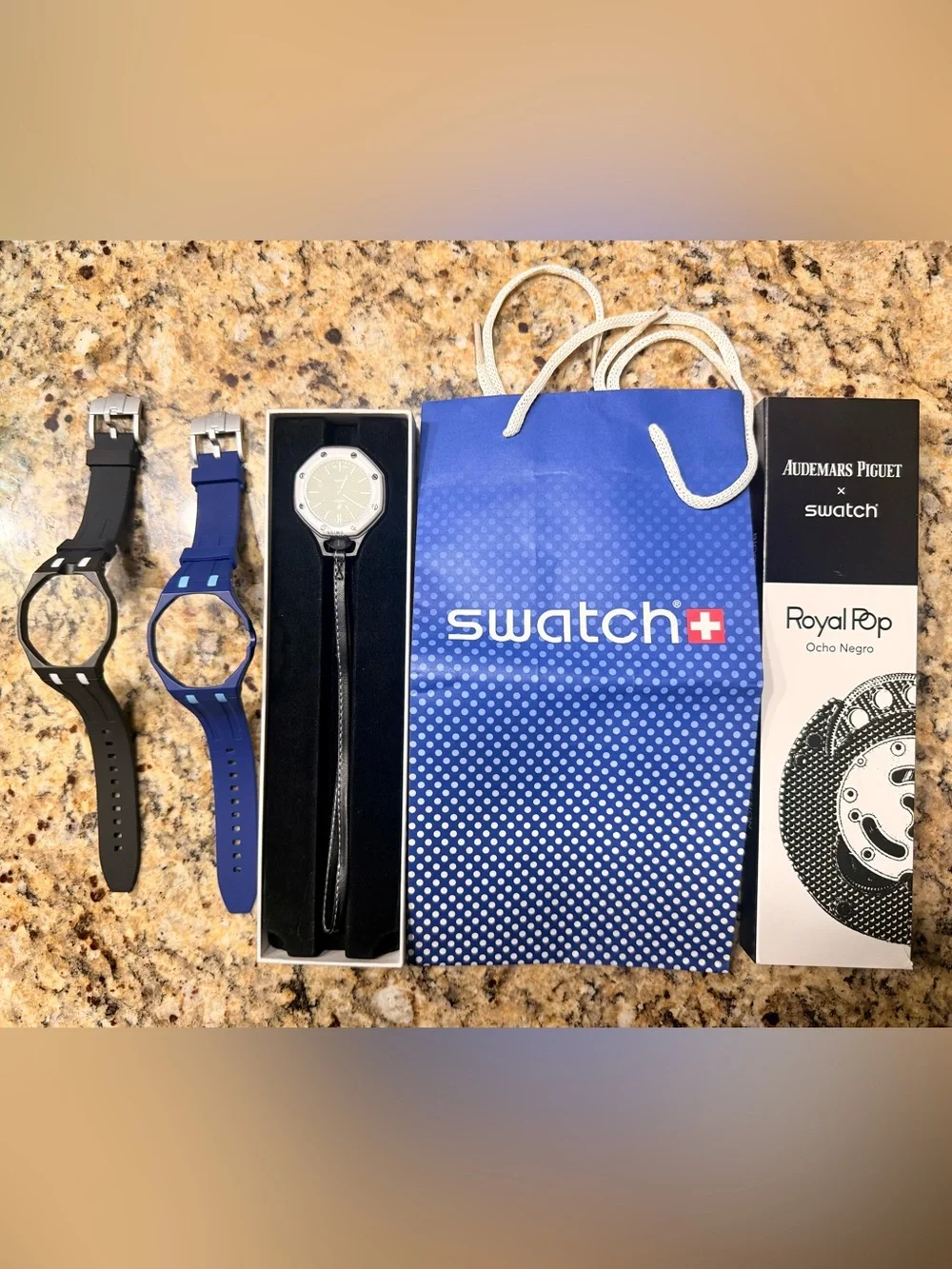 Swatch Men's Black Dial with White Bezel Royal Pop